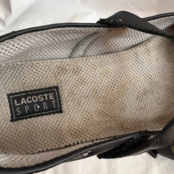 Lacoste mary jane shoes flat sneaker black leather ankle strap womens 8 y2k - Picture 11 of 12